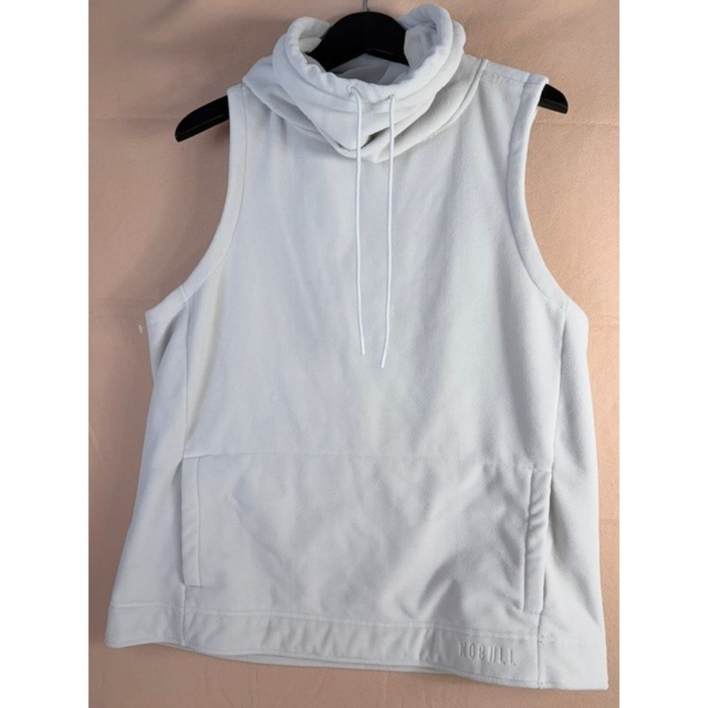 NOBULL Women's Large White Sleeveless Cowl Neck Hoodie Pullover Athletic